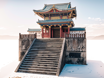 中式现代古建筑 寺庙