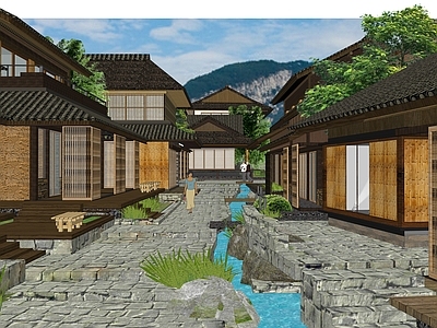 中式民宿建筑 中式归隐民宿