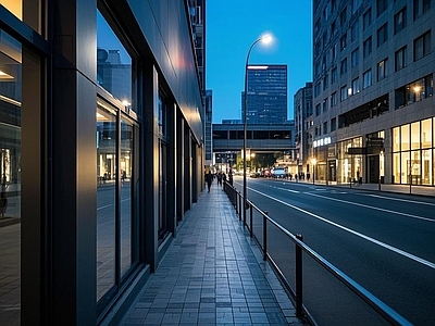 现代街道外景 走廊 街道夜景 商业街外景