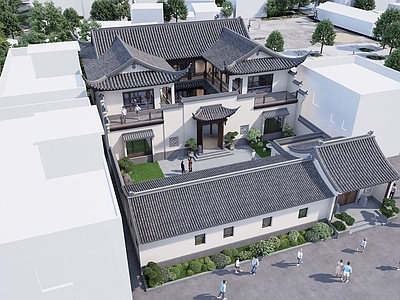 新中式中式古建筑 中式四合院 新中式别墅 中式门头屋檐 中式屋顶