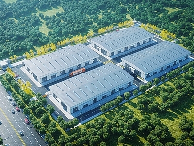 现代厂房 现代厂房建筑鸟瞰