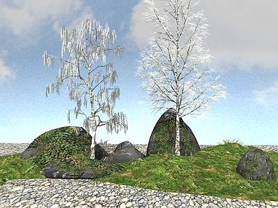 现代办公桌 冬天落叶植物
