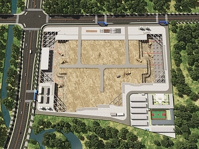 现代其他公共建筑 现代基坑开挖施工