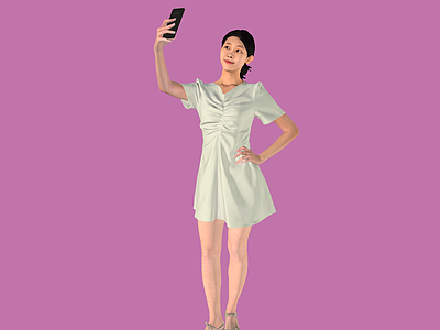 女人 中国女孩 写实人 扫描女孩 短裙