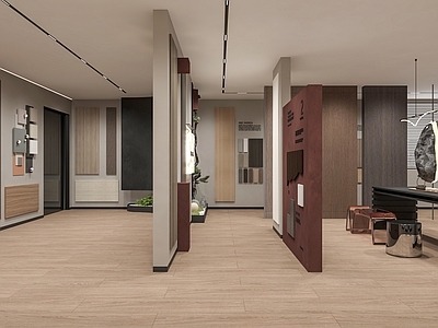 现代极简家居专卖店 样板展示 工艺展示 五金展示 材料展示 选材区