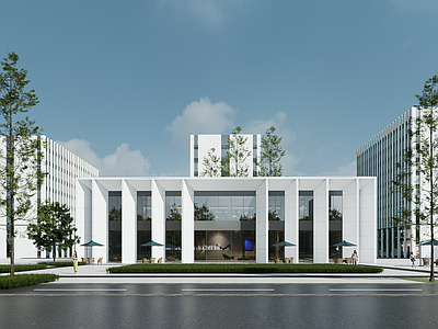 现代售楼处建筑 方形售楼处 现代方形售楼处 现代售楼处 现代示范区 售楼处展厅