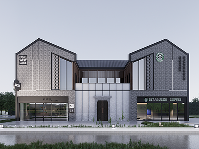 新中式中式商业街 商店建筑 仿古商业街 江南风商业街 新中式商业建筑 步行街