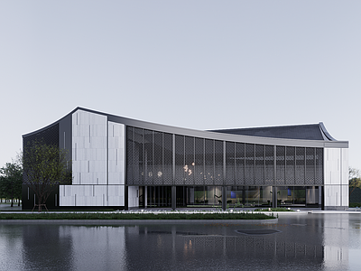 新中式中式展览馆建筑 新中式展览馆 新中式文化馆 新中式展厅 新中式商业建筑 仿古展览馆