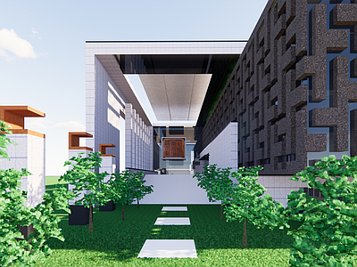 现代新中式展览馆建筑 现代文化建筑