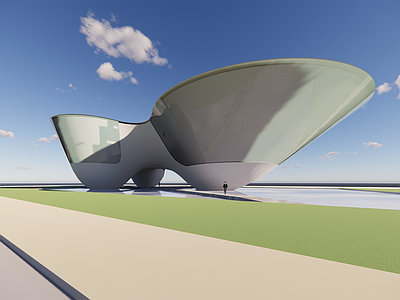 现代展览馆建筑 文化艺术中心 漂浮建筑 异形建筑