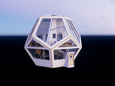 现代其他景观小建筑 景观小品 多面体小建筑 球星住宅