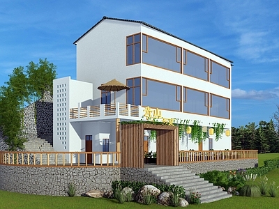 现代乡村民房 民宿建筑 三层建筑 民房别墅 自建房 别墅