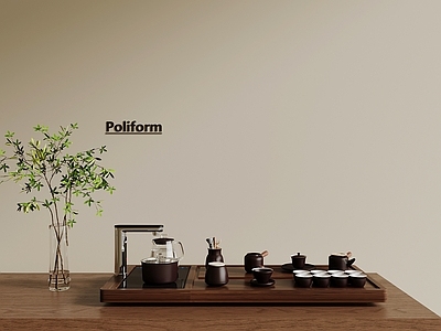 茶具 新中式茶台茶具 绿植