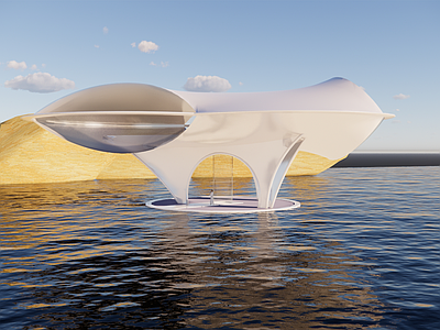 现代风格建筑 漂浮建筑 云朵建筑 景观建筑 观景建筑