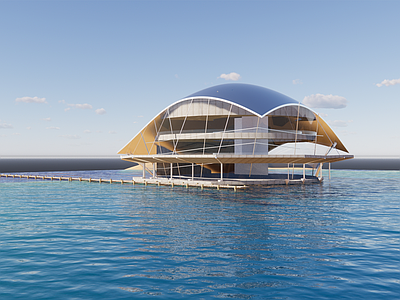 现代其他文化场馆 海上建筑 穹顶建筑 展览文化建筑 水上剧院