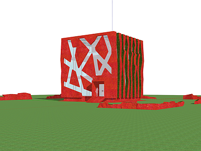 现代风格建筑 特色红房子 红色方块建筑