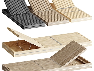 新中式现代躺椅 木椅 花园躺椅
