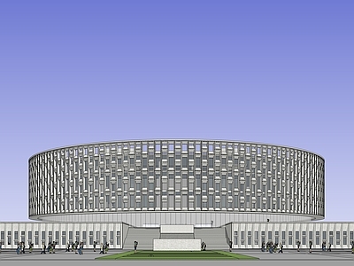 现代简约图书馆建筑 圆形图书馆 校园图书馆 展览馆 公共图书馆