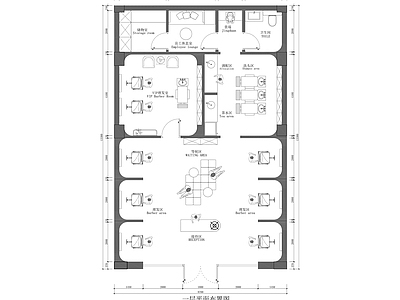 现代理发店 理发店平面布置图 施工图