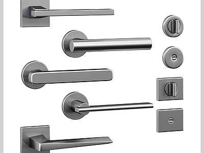 现代简约拉手 门把手组合 银色门把手 拉手 钥匙孔