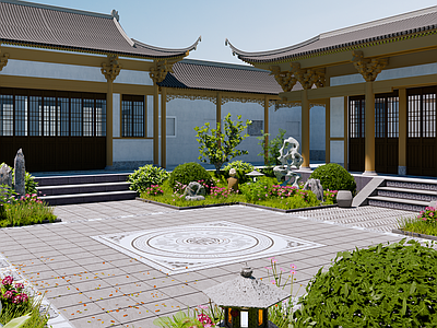 新中式古建筑 中式庭院