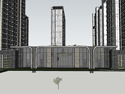 现代多层住宅 中海建筑大门 住宅景观建筑