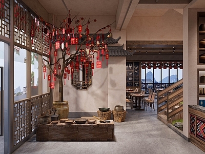 现代新中式中餐厅 中餐厅明档 体验区 展示区