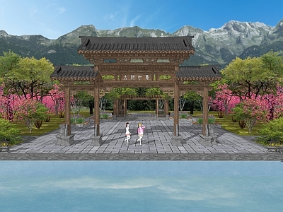 现代新中式牌坊牌楼 牌坊 牌楼 门楼 大门 寨门