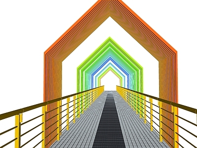 现代景观桥 彩虹渐变景观桥 金属景观桥