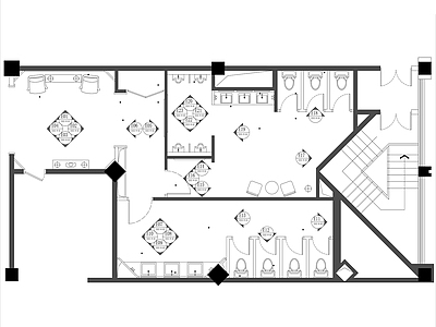 现代公共卫生间 高档餐厅卫生间 施工图