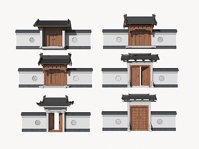 新中式中式入口大门 新中式庭院门 中式垂花门 古建大门 古建院门 民居院门入口