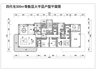 现代新中式住宅楼建筑 第四代住宅户型 300平大平层 未来社区户型方案 跃层转角客厅 空中院墅户型方案 施工图