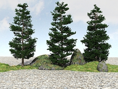 现代办公桌 景观树