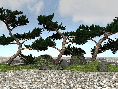 现代办公桌 景观树