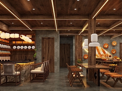 复古侘寂甜品面包店 蛋糕店 甜品店 面包店 茶馆 原木复古