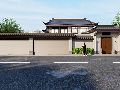 新中式中式四合院 四合院建筑 自建别墅 新中式别墅