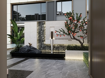 现代庭院小品 庭院景墙 花园景墙 庭院小品 跌水景墙 流水景墙
