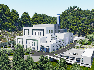 现代其他公共建筑 现代焚烧厂垃圾处