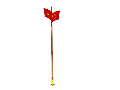 现代中式校园景观 旗杆