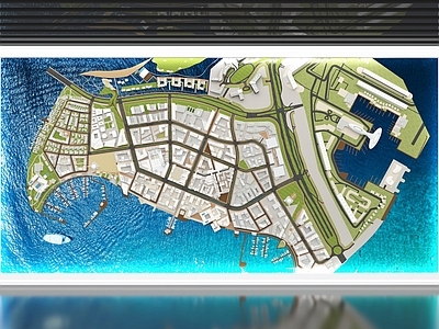 现代其他展厅 城市海景壁挂