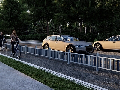现代新中式围栏护栏 非机动车道护栏 道路分隔护栏 道路护栏 护栏 铁艺围栏