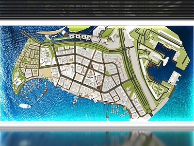 现代科技展厅 城市海景壁挂