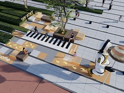 现代新中式商业景观 口袋公园 示范区景观 街头公园
