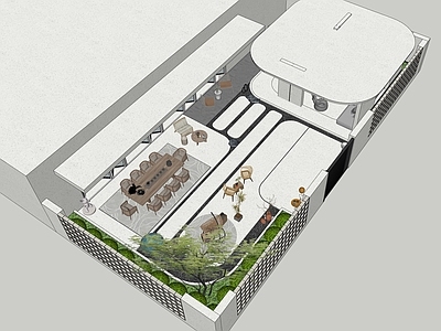 简约奶油别墅庭院 现代庭院