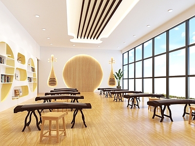 新中式现代教室 古筝琴室音乐教室