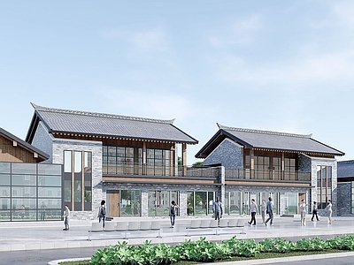 新中式商业街 商业建筑单体 步行街组合