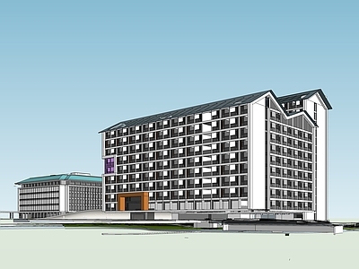 现代新中式学校建筑 教学楼学校 学校宿舍 公寓楼 教学建筑