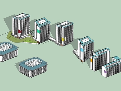 现代新中式学校建筑 教学楼学校 学校宿舍 公寓楼 高层宿舍