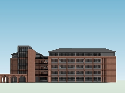 现代新中式学校建筑 教学楼学校 新中式教学楼 教学建筑 教学楼