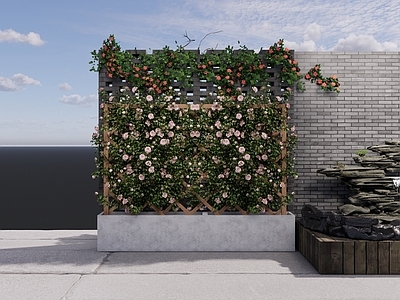 禅意现代庭院小品 现代庭院花园 爬藤植物 庭院景观小品 假山叠水 花架